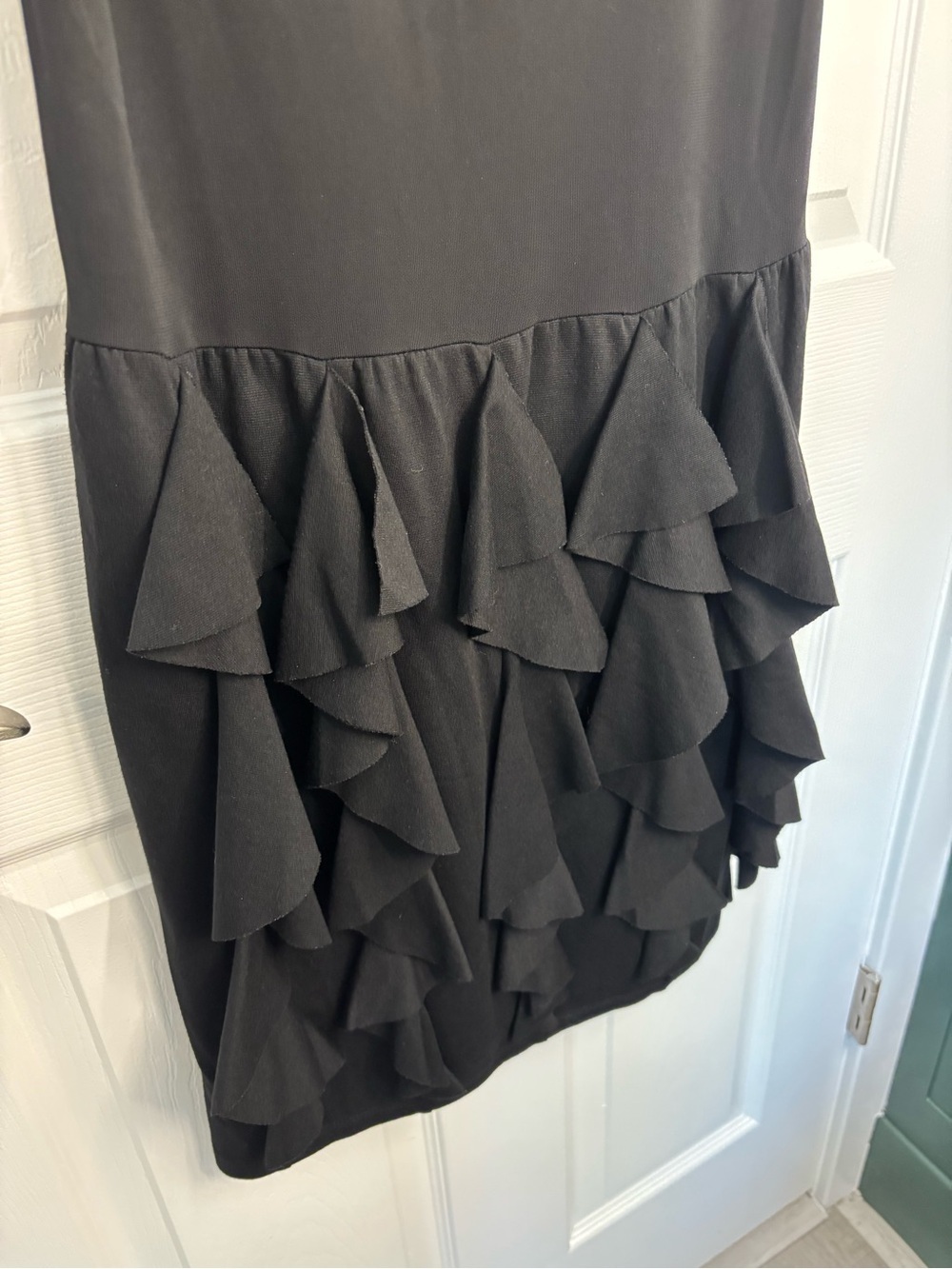 INC International Concepts Black Ruffle Hem Dress – Petite Medium